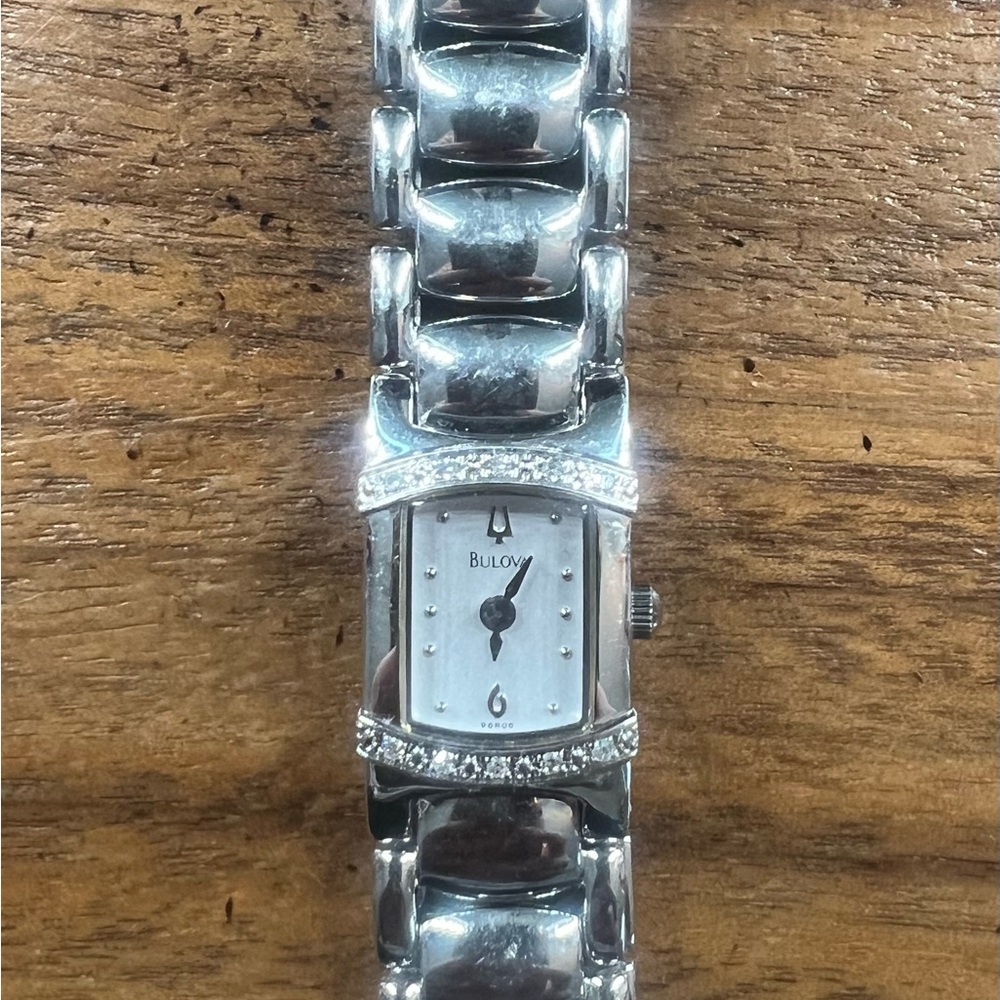 Bulova Silver Bracelet Watch with Crystal Details